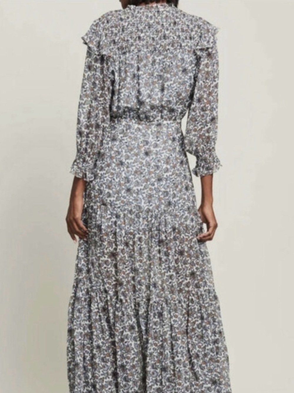 Veronica Beard Blue and Cream Floral Maxi Dress - Picture 2 of 4